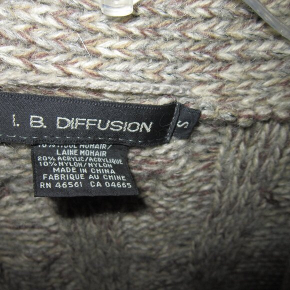 I.B. IB Diffusion VTG S Cardigan Sweater Coat Duster Long Heavy Cable Knit Wool - Picture 3 of 3